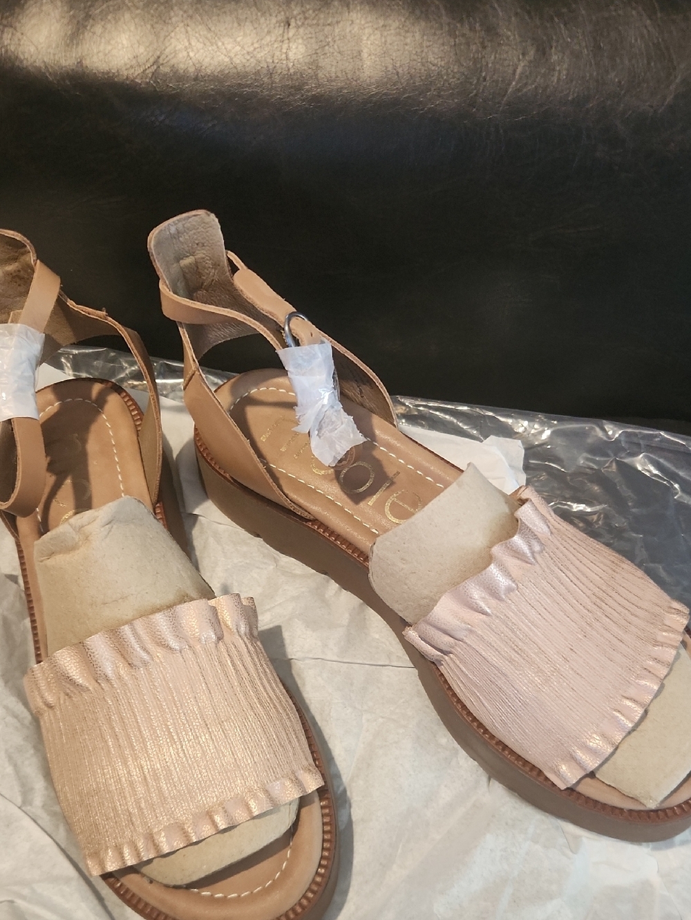 Nicole Blush Pink Pleated Front Slingback Sandals